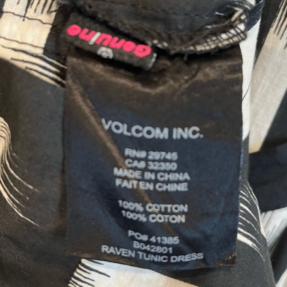 VOLCOM 👗Women’s Casual Cotton Midi Tie Back  Dress Blk/Wt Sz(L)(Buy Now Only) - Picture 8 of 8